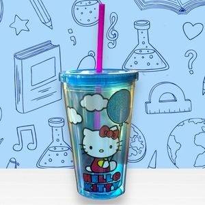 RARE Hello Kitty Tumbler Collectible Glitter Balloon Sanrio 16 Oz Travel Cup